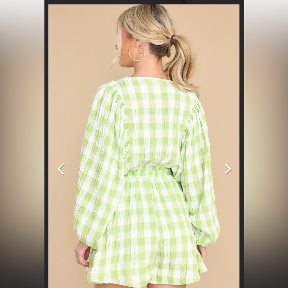 Green Gingham Romper - image 4